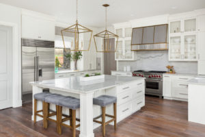 pendant lighting above kitchen island in a home's kitchen