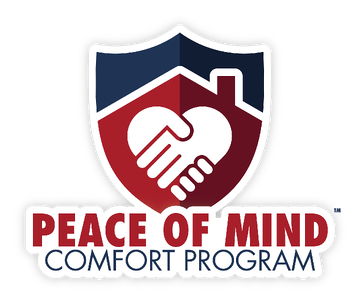 Peace of Mind Comfort Program red-and-blue shield logo.